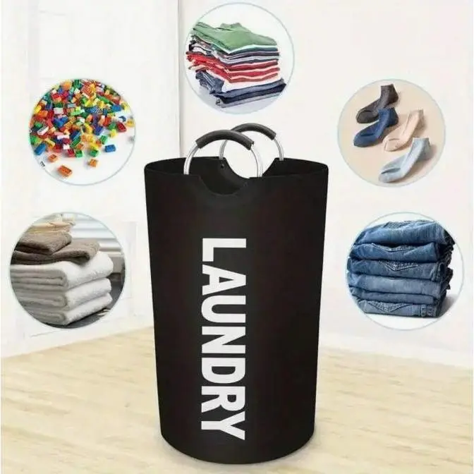Collapsible Round Laundry Hamper with Comfort Carry Handles - Large Capacity with Handle Laundry Basket for Dirty Clothes, Toys, With Handle Laundry Baskets