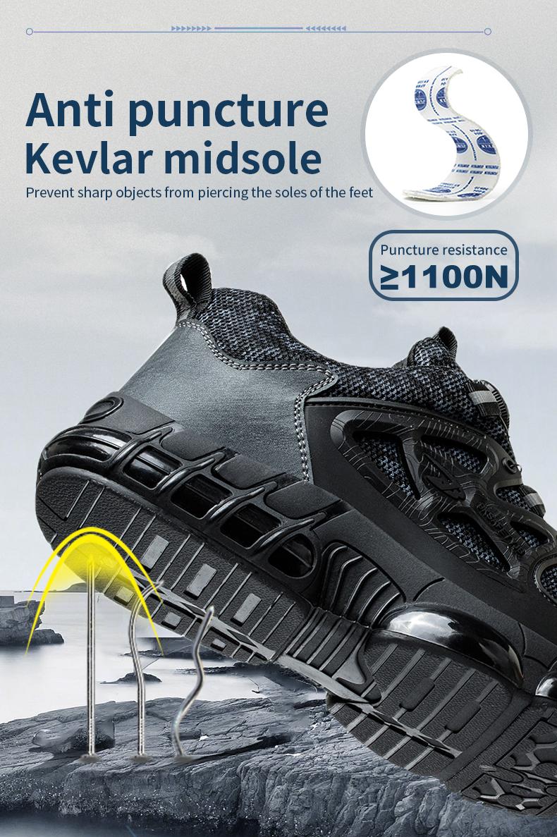 Men's Safety Sneakers with Swivel Buckle - Steel Toe, Breathable Mesh Upper, Non-Slip Rubber Sole Work Boots, Safety Shoes for Outdoor Activities, Blue Collar Workers, Nurses | Sports Safety Shoes | Durable Rubber Sole Product Model：678 SpringStatements