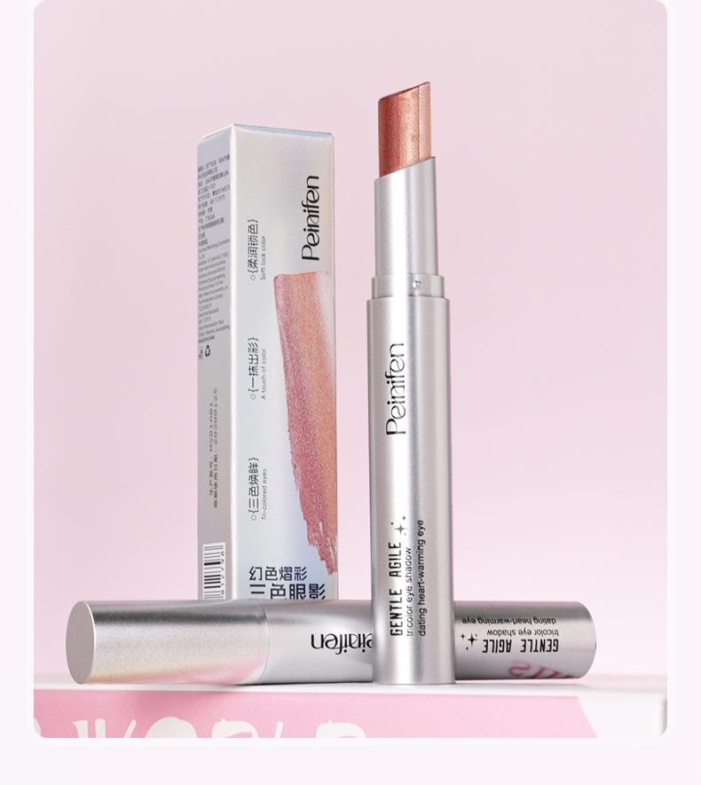 Three-Color Gradient Eyeshadow Stick, Matte Finish, Waterproof, Long-Lasting, Neutral Shades, Easy Application, Perfect for All Skin Types