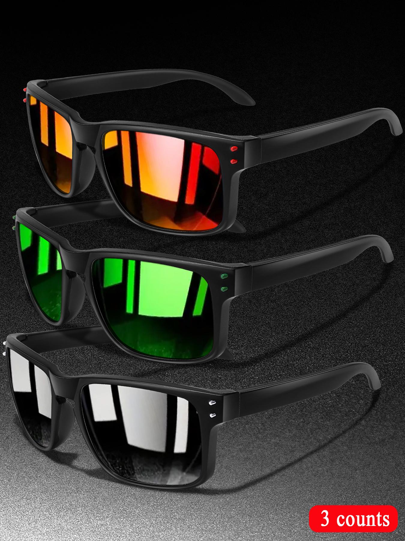 3-Piece Fashion Polarized Sports Outdoor Sunglasses Set, Unisex Cycling Hiking Eyewear, Classic Square Frame + Polarized Lenses, Daily Accessories, Sporty Eyewear, Summer Sports Sunglasses