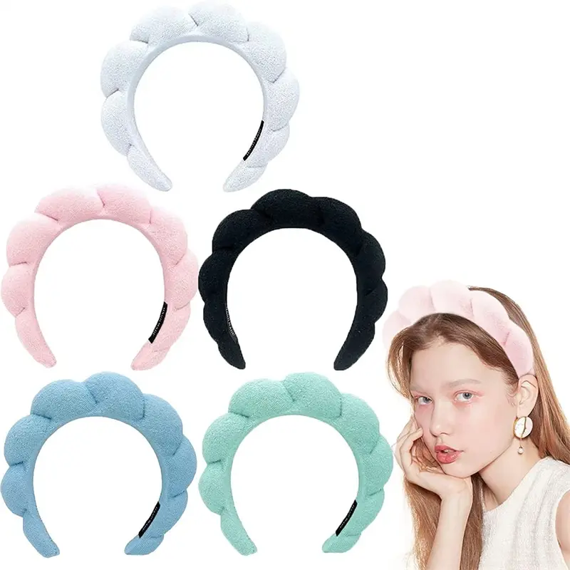 3Pcs Twisted Sponge Cloud Fashion Headband Set High‑Volume Padded Hair Hoops Soft Makeup Skincare Face Wash Hair Accessories for Women