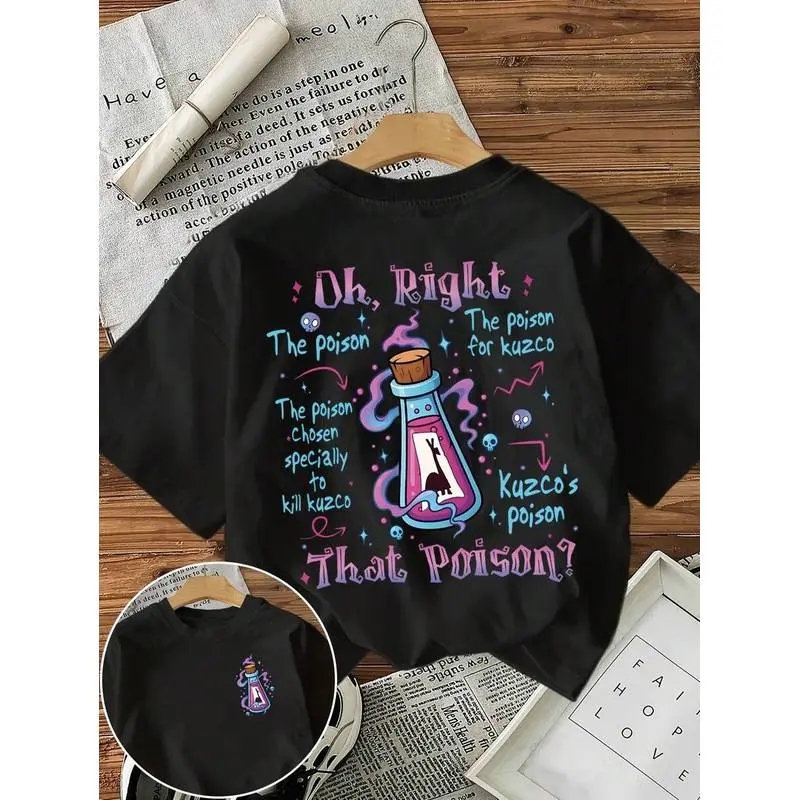 S Poison Theme Retro 90s Style T-Shirt - Kuzco Potion Pattern And Women Retro Vacation Casual Daily T-Shirt   Round Neck Short Sleeve