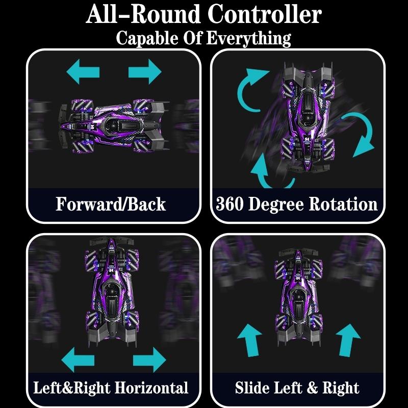 Cyber Neon Wind F1 Rc Stunt Cars Remote Control Car, LED Lights Music Effects, Dual Control Modes, Stunt Performances, Suitable for Ages 12+