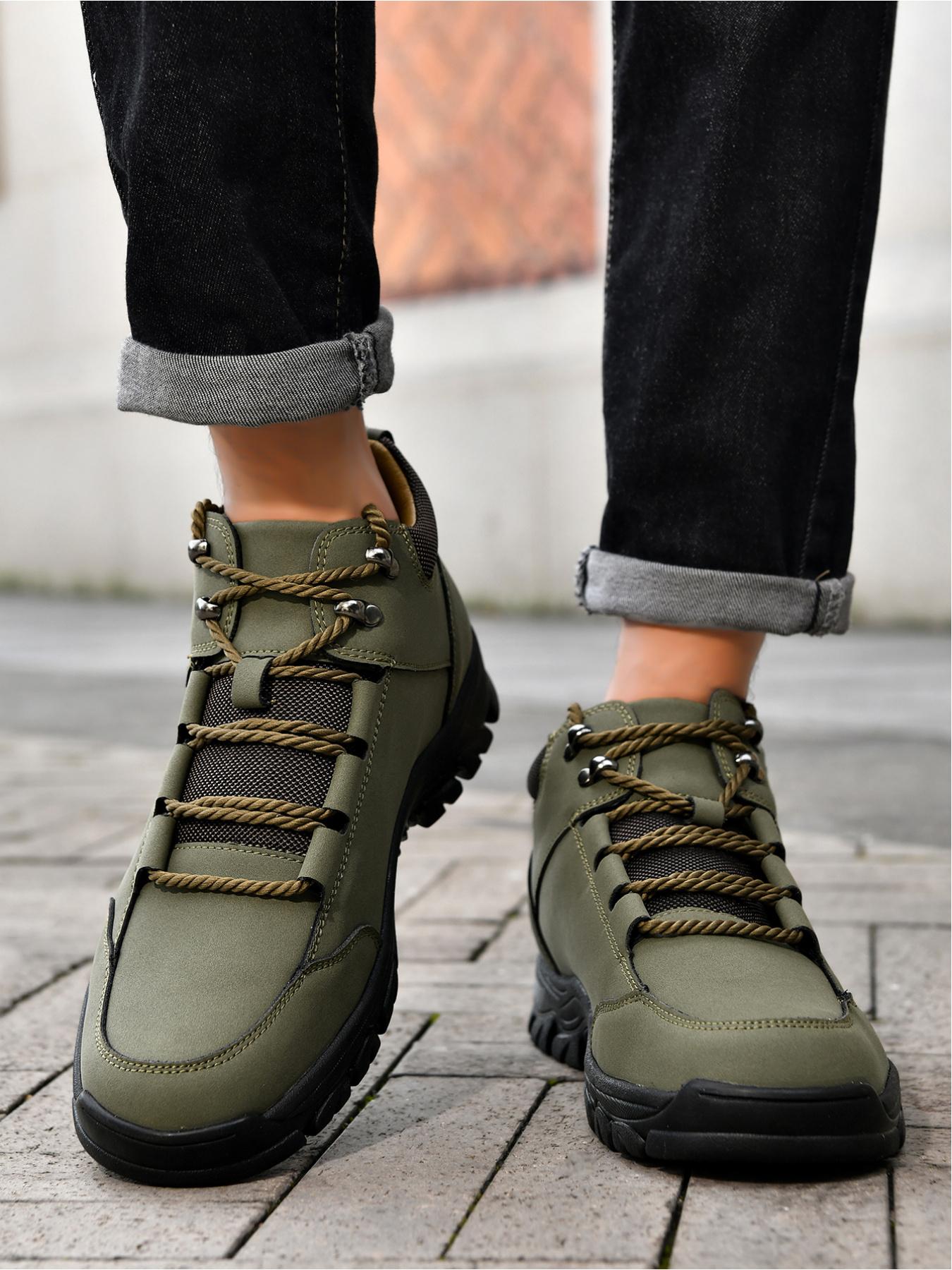 Men's High-Top Outdoor Hiking Boots, Non-Slip Wear-Resistant Work Boots, Lightweight Casual Trekking Shoes