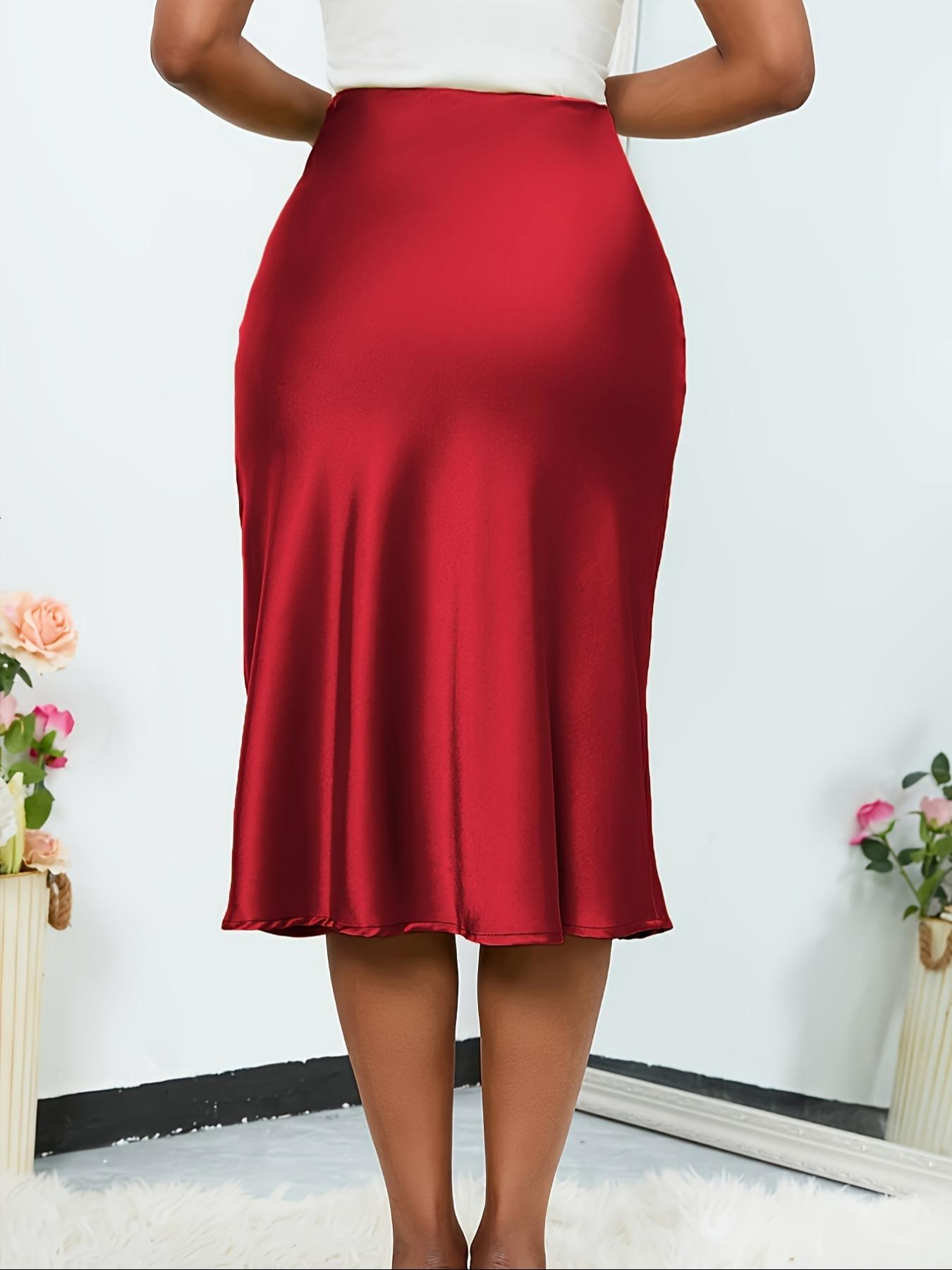 Women's Solid Color High Waist Casual Skirt, Elegant Fashion Zipper Design Knee Length Skirt for Daily Outdoor Wear, Ladies Clothes for Summer