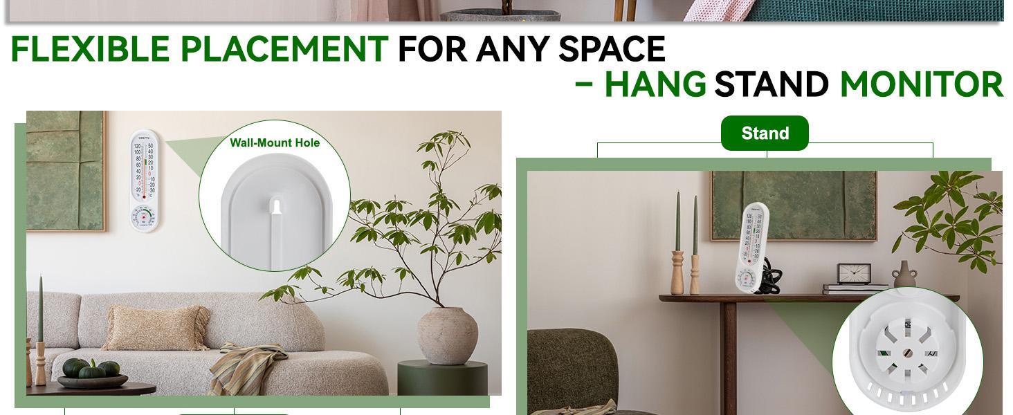 3 PCS Outdoor/Indoor Thermometer Hygrometer Humidity Meter Thermometers Temperature Humidity Gauge Meter with Celsius/Fahrenheit (℃/℉) for Patio Field Cellar Garden Humidors Greenhouse Closet