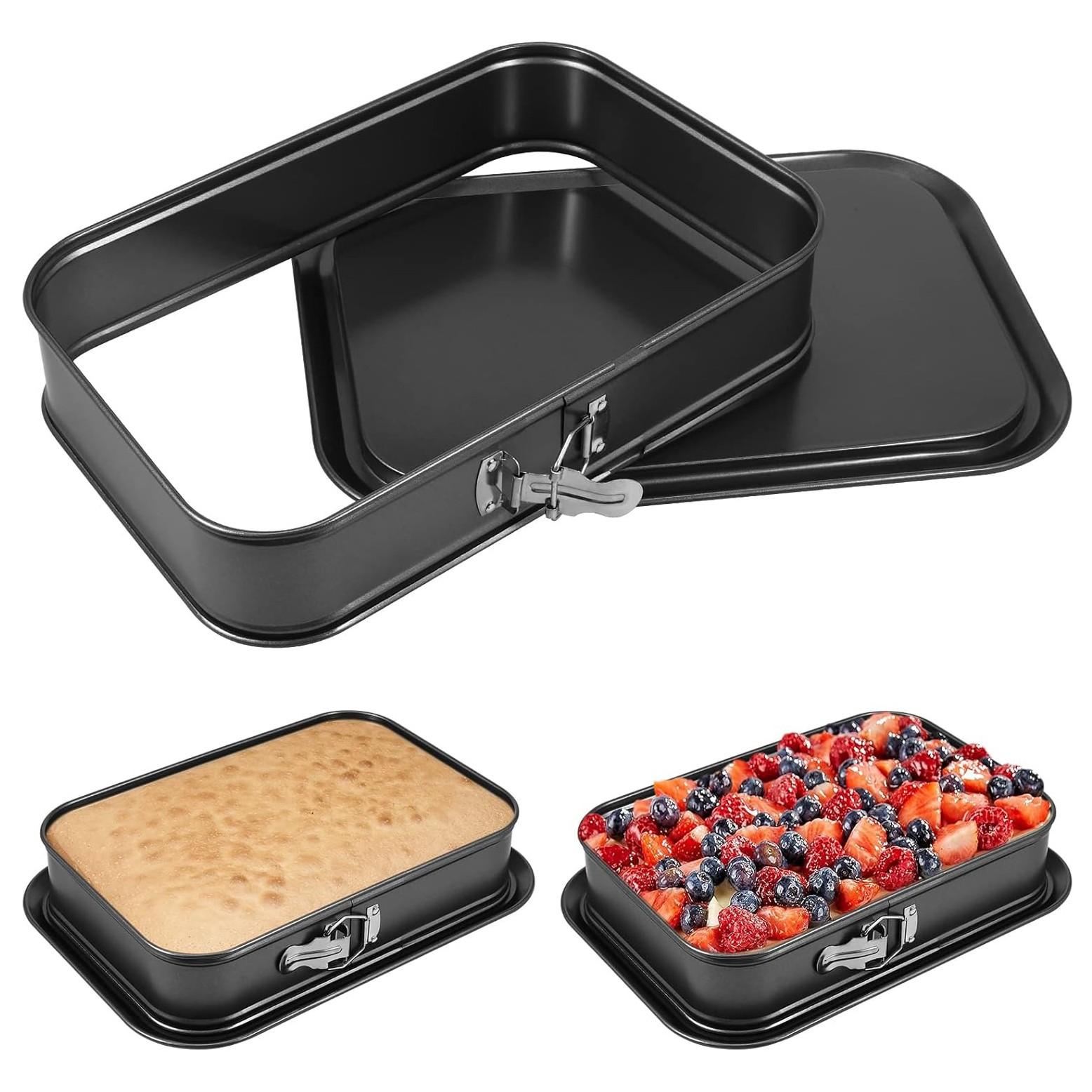 Rectangular Springform Cake Pan, Large Non-Stick Cheesecake Mold, Detachable Bottom, Home Kitchen DIY Baking Tool, Easy Cleanup