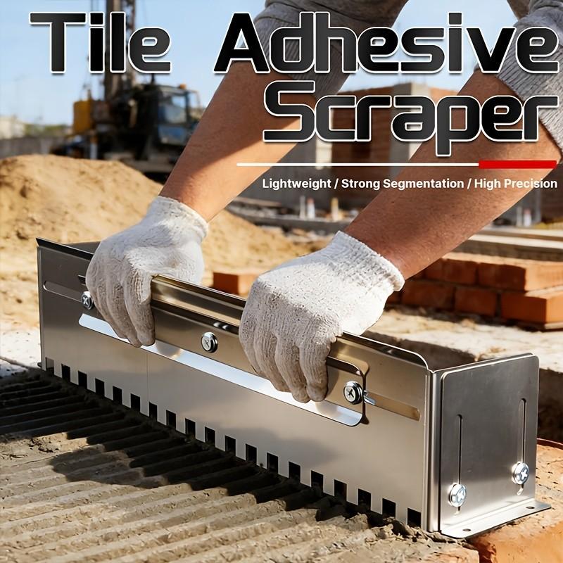 600/800 Type Straight Slot Grout Scraper, Tile Laying Tool, Adjustable 300-600mm, 12mm Square Tooth Spatula, Thick Stainless Steel