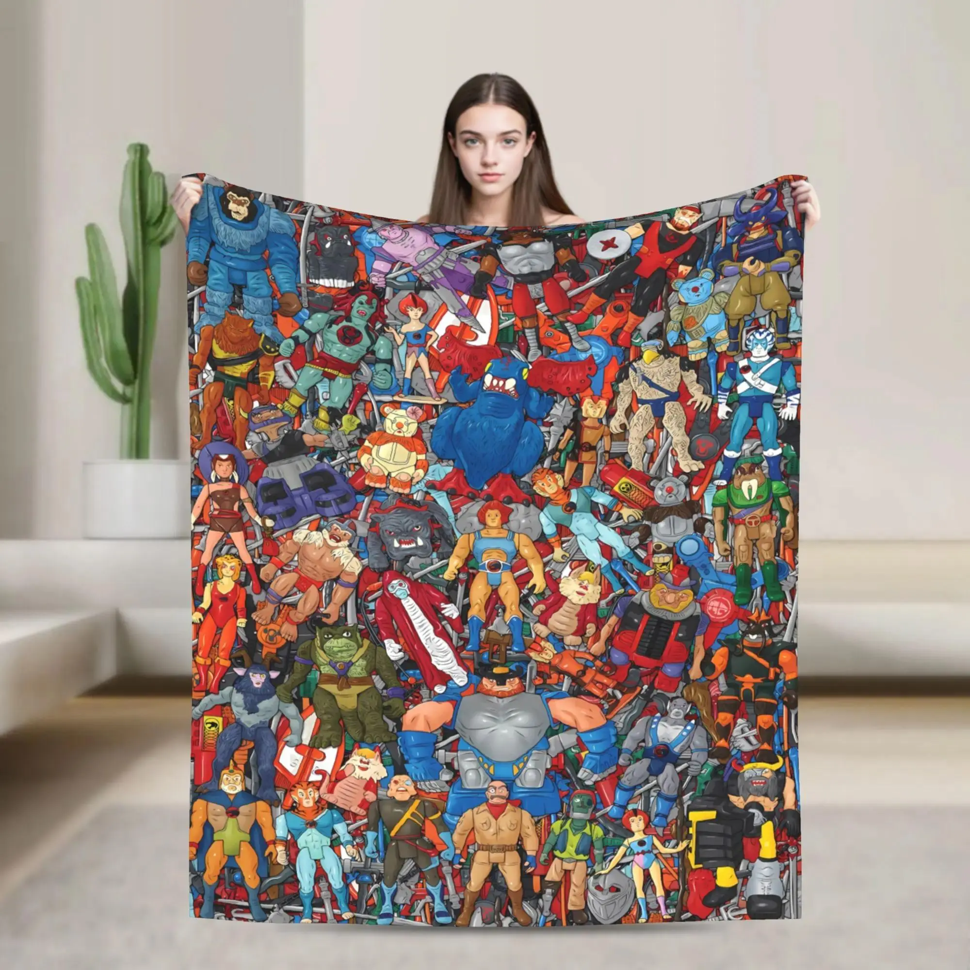 Classic Thundercats Cartoon Printed Ultra-Soft Flannel Weave Multi-Size Throw Blanket - Cotton Blend Microfibre, Wrinkle Resistant - Cozy Warm for Bedroom Couch - Retro 80s Nostalgia Fan Gift - Home Decor Essential, Hand Wash Only or Machine Wash, Fade Re