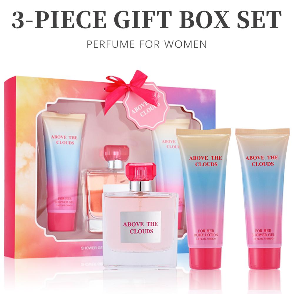 Bath and Body Gift Set for Women & Girls 1.7fl.oz Eau de Parfum Spray 2.8fl.oz Shower Gel 2.8fl.oz Body Lotion Women's Fragrance Sets POUCH Gift for Women Body Care Travel Set for Birthday Christmas New Year Gifts