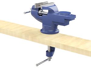 Universal Table Vise 3 Inch, 360 ° Swivel Base Bench Clamp Home Vise Clamp-On Vise Repair Tool Portable Work Bench Vise for Woodworking, Cutting Conduit, Drilling, Metalworking - Blue Heavy Duty Hardware
