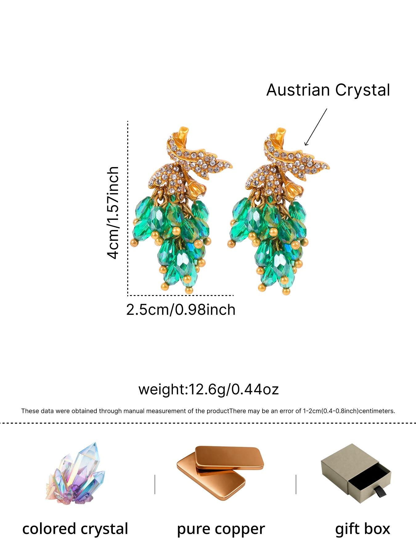 1 pair of vintage elegant leaf long earrings, suitable for daily commuting, vacation and dating, and also a surprising and exquisite small gift.