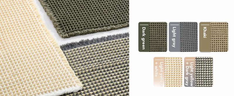 Deconovo Upgraded Boho Waffle Bath Mat - Super Absorbent, Non-Slip, Machine Washable Rug for Bathroom, Kitchen, Bedroom, Living Room, Hallway, and Entryways