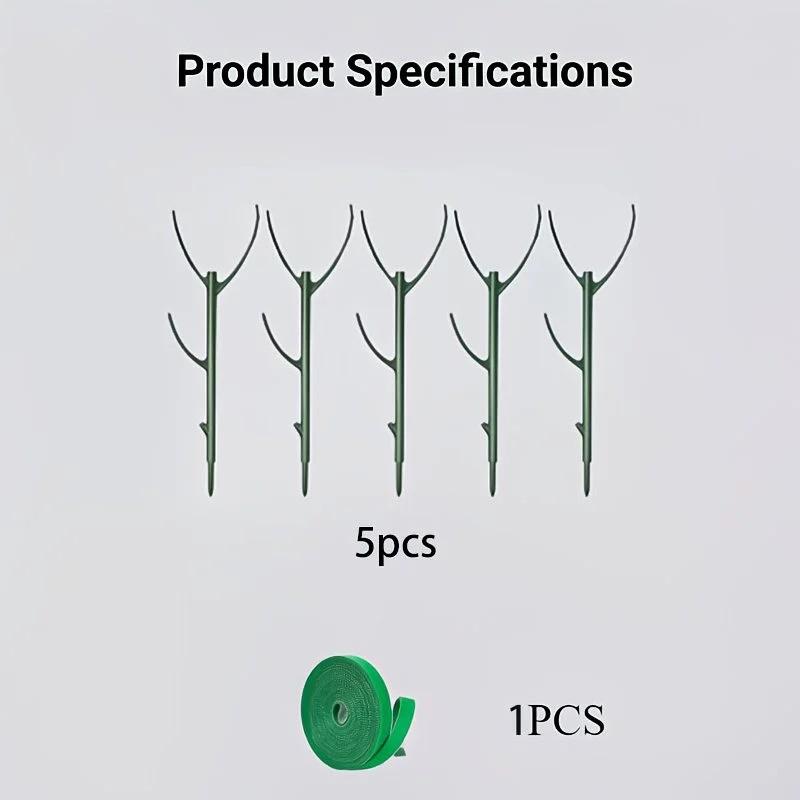 6-Piece Monstera Plant Support Stakes, 5 Sturdy Stands & 1 Magic Tape Roll, Stackable Tall Stakes with Tape Binding, Durable Vine Garden Poles for Outdoor Gardening