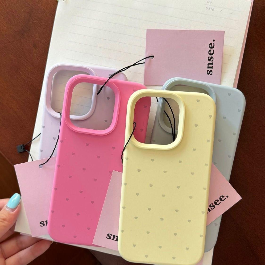 Macaron-Color Liquid Silicone Heart Cellphone Case - Soft TPU Protective Shockproof Cover for iPhone Series (11/12/13/14/15/16/17 Pro/Pro Max/Plus) with Pumpkin, Drink Patterns - Fashion Trendy Gift, Phone Accessories for Note11Pro, Devices