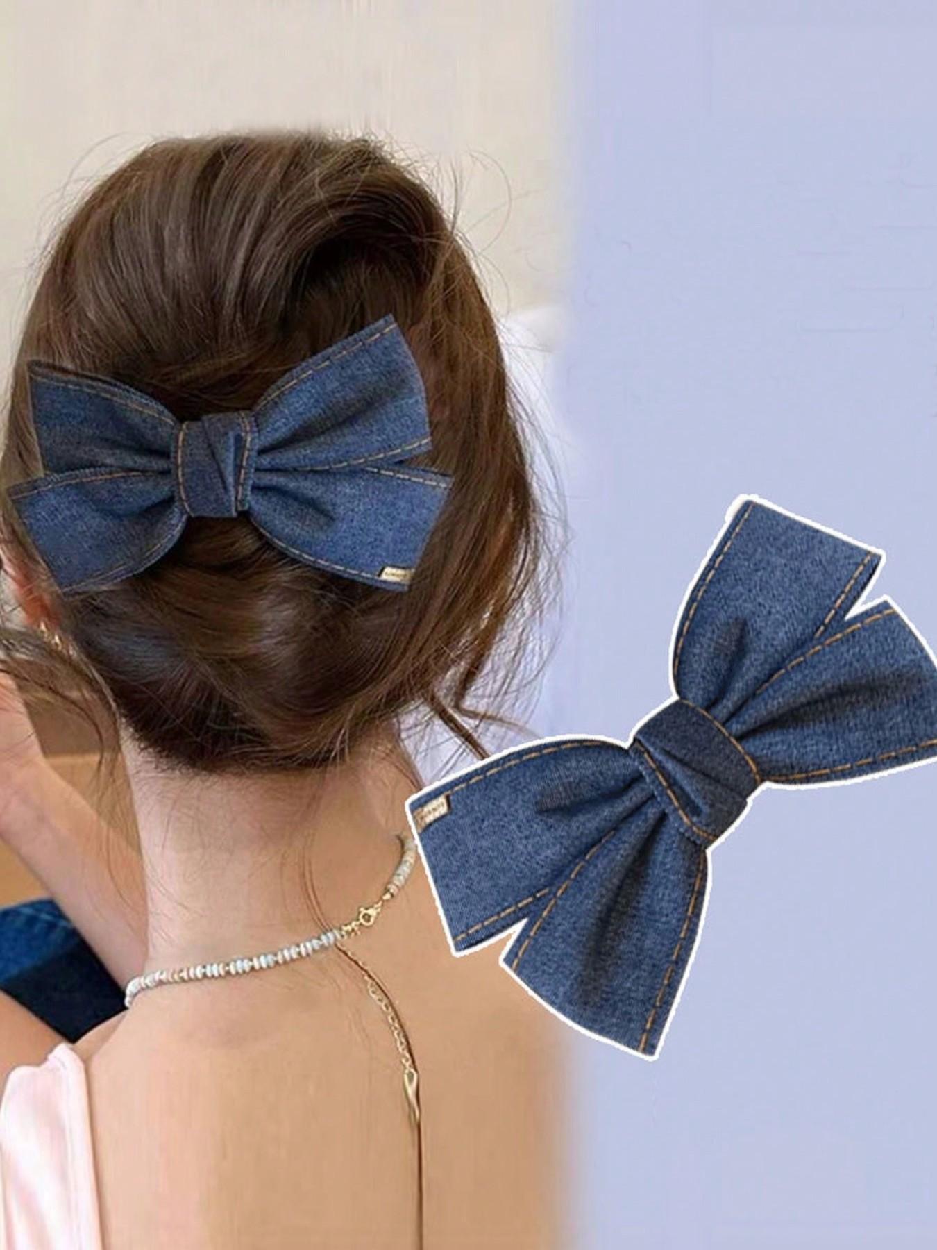 Bow Ribbon Hair Clip - Elegant Retro Blue Fabric Hair Accessory for Women, Mother’s Day Gift, Party & Birthday Hair Clips, Secure Hold for Updos & Buns, Versatile for Parties & Birthdays, Ideal Mother'S Day Gift