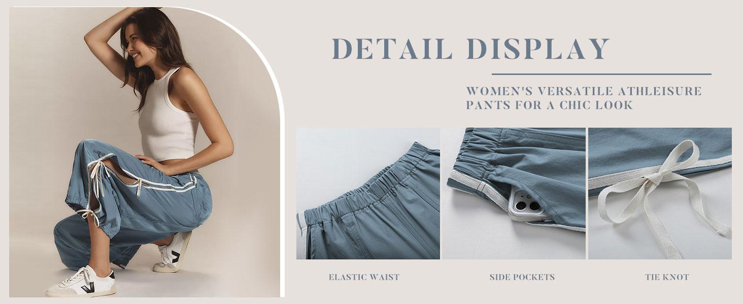 Tanming Women's Loose Wide Leg Parachute Pants Elastic High Waist Full Twist Hiking Cargo Pants Trousers FallFreshness Casual Comfy Baggy Bottoms Tanming Women's Loose Wide Leg Parachute Pants Elastic High Waist Full Twist Hiking Cargo Pants Trousers FallFreshness Casual Comfy Baggy Bottoms