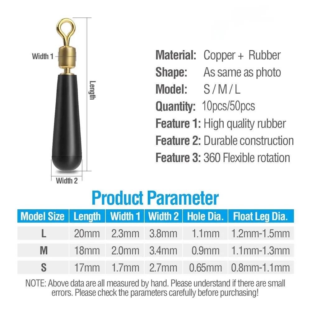 Anti-Tangle Nickel-Plated 360° Swivel Fishing Float Stops, High Elasticity Durable Bobber Seat, Compatible with LED Glow Floats for Deep Water Rock & Offshore Fishing, 10 or 50 Pack Options