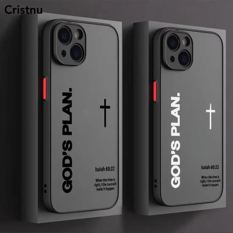 'God's Plan" Isaiah 60:22 Bible Verse Cross Bible Jesus Phone Case for iPhone 17 16 15 14 13 12 11 Pro Max Luxury Shockproof Protection Smartphone Cover Suitable for Samsung S25