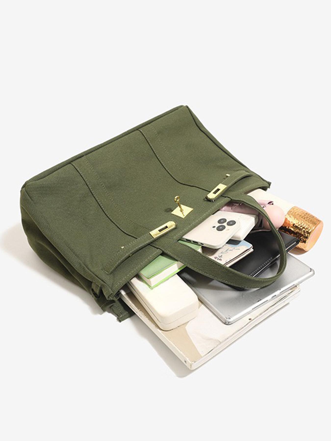 Women's Canvas Tote Bag, High-End Design Handbag, Large Capacity Commuter Bag, Office Shoulder Bag, Versatile Shoulder Bag for Daily Use