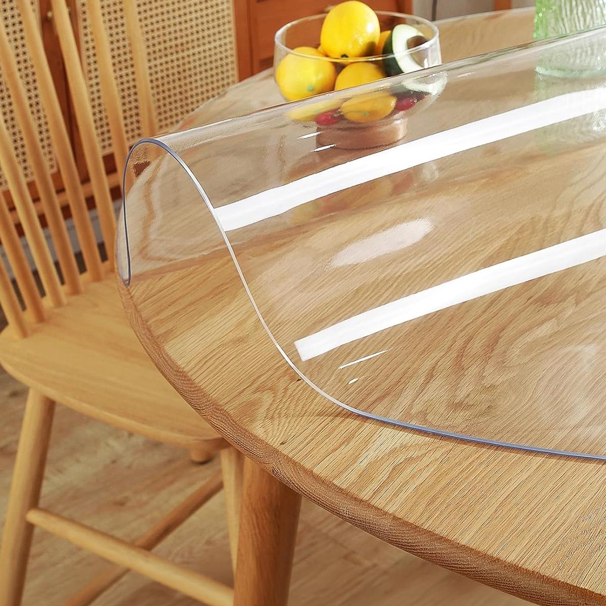 Soft Glass PVC Transparent Tablecloth, Waterproof Oil-Resistant Heat-Proof Easy Clean, Round Dining Table Mat, Coffee Table Protector Pad
