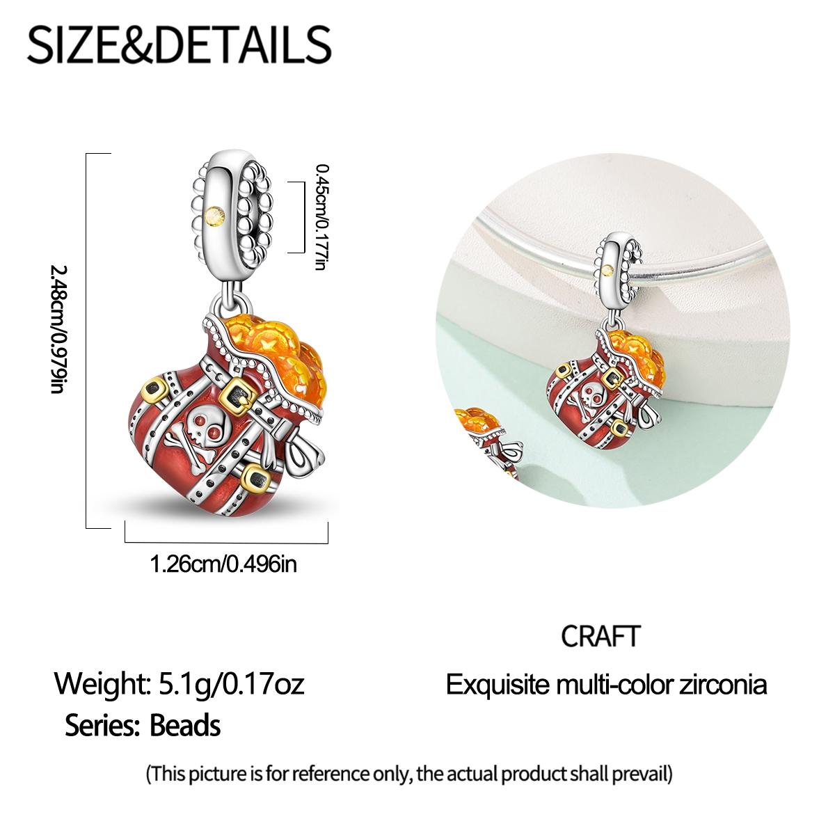 Pirate & Treasure Chest Charm, Single Piece Skull & Crossbone Design, Adventure Jewelry for Pandora Bracelet, Unique Accessory Gift Idea