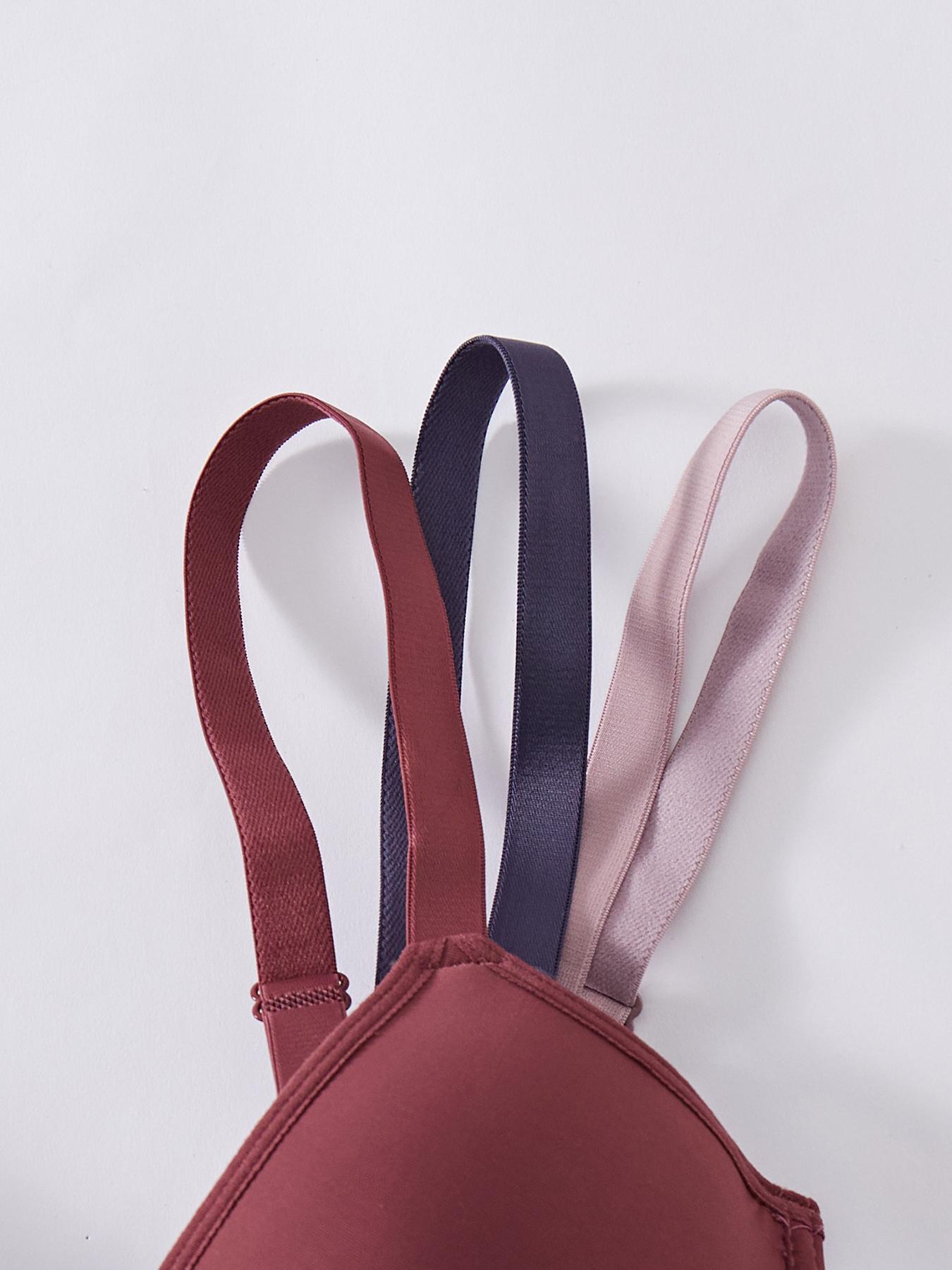 6 Piece Sexy Comfortable Push-Up Bra Set, Pure Color Medium Steel Support Women's Underwear, Fitted Lined Buckle Everyday Bras for All Seasons