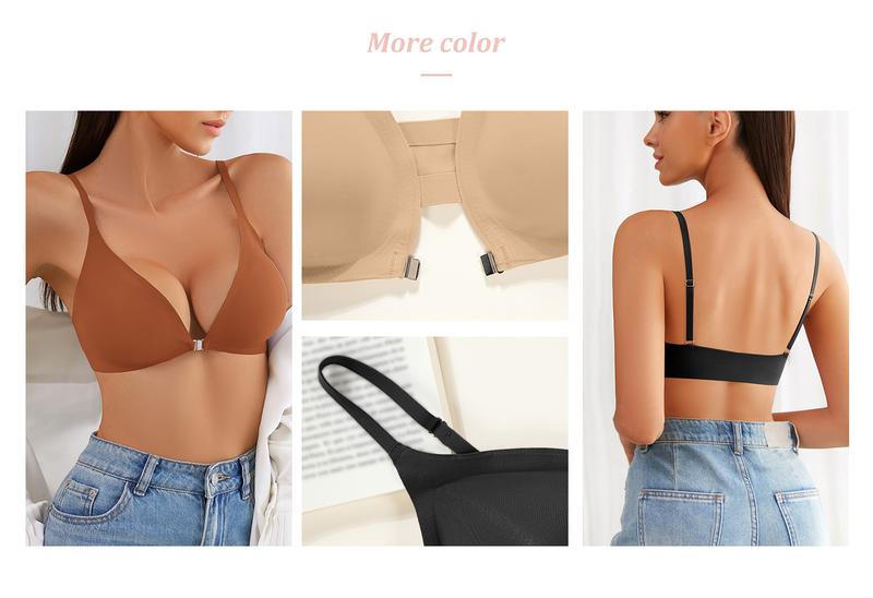 3 Pack Magnetic Front-Closure Wireless Bra with Spaghetti Straps Breathable Lightweight Comfortable Fit Womenswear Minimalist Bridal Basic Nylon Adjustable Everyday Wear  TikTokShopBlackFriday