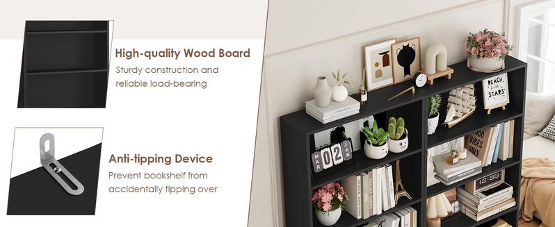 FOTOSOK 70.8" Tall Bookcase Shelf, 6 Tier Wide Bookshelf with Storage, Billy Bookcase Set of 2, Large Bookshelf for Living Room, Home Office