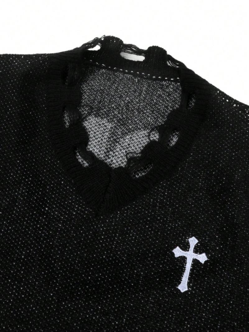 Men's Fashion Casual Loose Fit Double Face Jacquard V-Neck Sweater Vest, Spring Autumn Winter, Sleeveless, Versatile and Simple Design