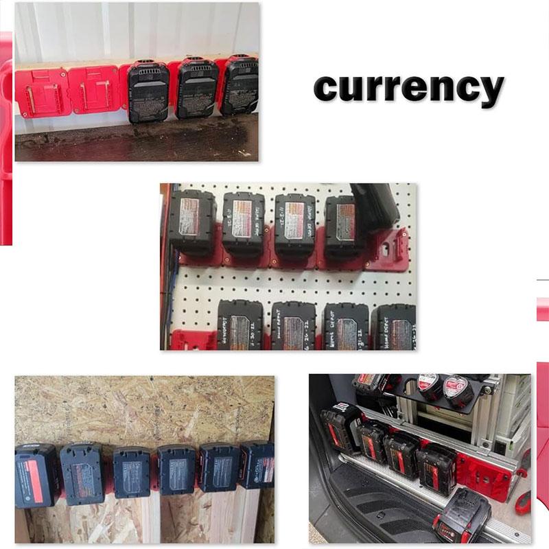 10 Pack Wall Mounted Battery Rack for Milwaukee M18 18v Batteries, Strong Compatibility, Easy Installation, Space Saving, Durable Storage, Cordless Tool Organizer