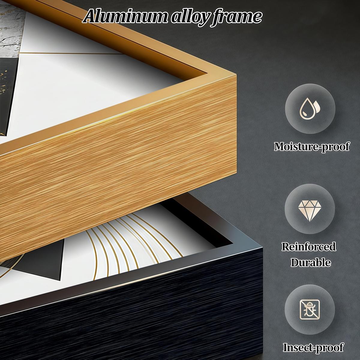 3 Counts Aluminum Alloy Framed Painting, Geometric Gold And Marble Abstract Art Pictures, Home Decoration For Living Room, Bedroom, Office, Restaurant, Hallway Wall Decor, Odorless Print Artwork, Luxury Perfect Gift For Friends And Family