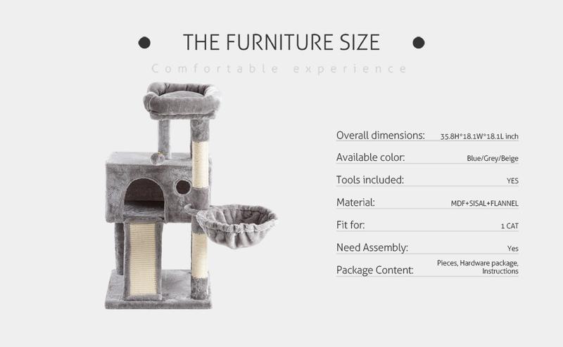 SHA CERLIN 36in Cat Tree/Multi-Level Cat Tower with Hammock & Sisal Scratching Posts/Cozy & Fun for Cats#ChristmasGifts#TikTokShopBlackFriday