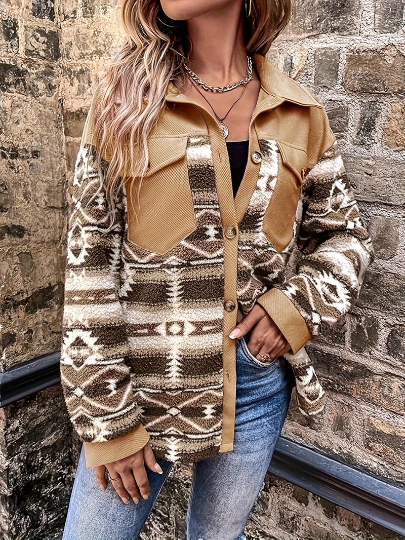Autumn Winter New Fashion Women's Ethnic Style Plush Casual Coat Jackets, Woven Moderate Thick Fabric, Fitted Spring & Fall Outerwear