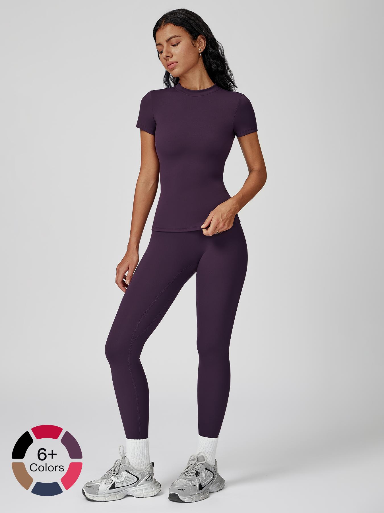 Women's Yoga Short Sleeve Tight-Fitting Outdoor Cycling Running Sportswear Set, Comfortable Stretchy Activewear for Women, Workout Running Clothes