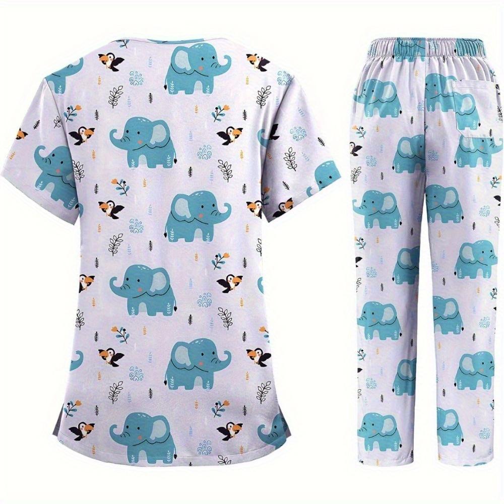 Printed Hand Washing Set Thin Comfortable Breathable Doctor Nurse Cartoon Printed Work Uniform Nurse Uniform