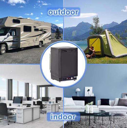 Mini Fridge Gas Propane Refrigerator RV Fridge Compact Freestanding AC/DC 1.4 Cu