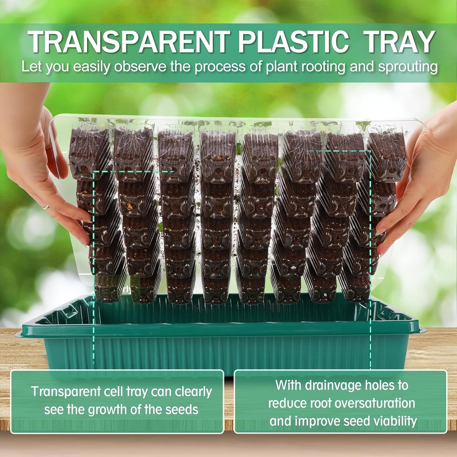 160-Cell Seedling Starter Tray with Grow LED Lights, 4 Sets USB-Powered Germination Kit with Humidity Vents, Drainage Holes and Planting Tools, Garden Accessories and Growing Kit, Great Gift