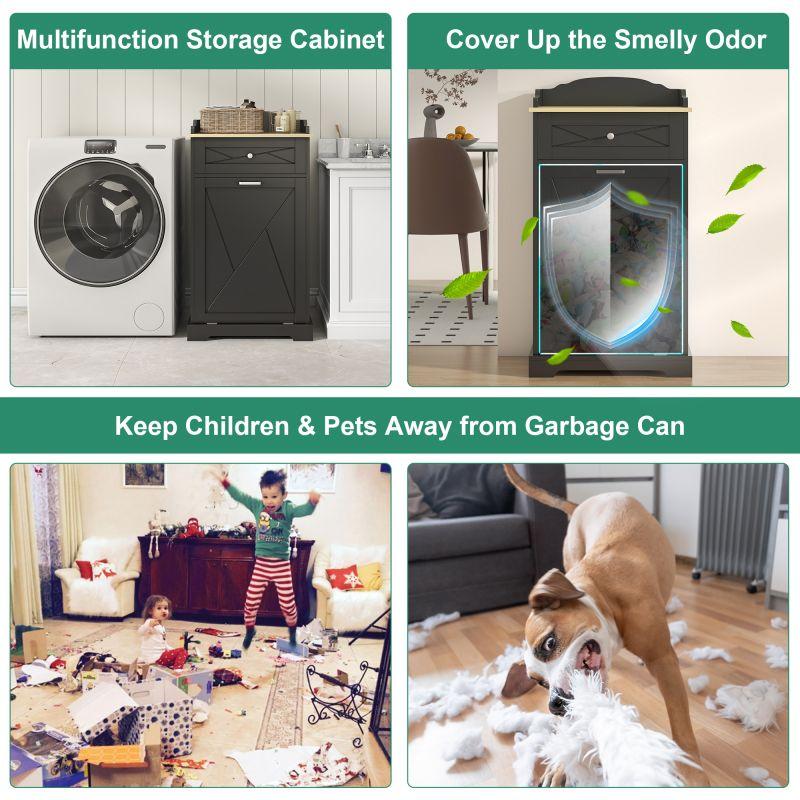 Hidden Trash Cabinet with Drawers, Tilt Out Trash Can Cabinet 12 Gallon, Kitchen Island Kitchen Pantry with Trash Can Storage, Tilt Out Laundry Hamper Cabinet (Black, Single -Door) Hidden Trash Cabinet with Drawers, Tilt Out Trash Can Cabinet 12 Gallon, Kitchen Island Kitchen Pantry with Trash Can Storage, Tilt Out Laundry Hamper Cabinet (Black, Single -Door)