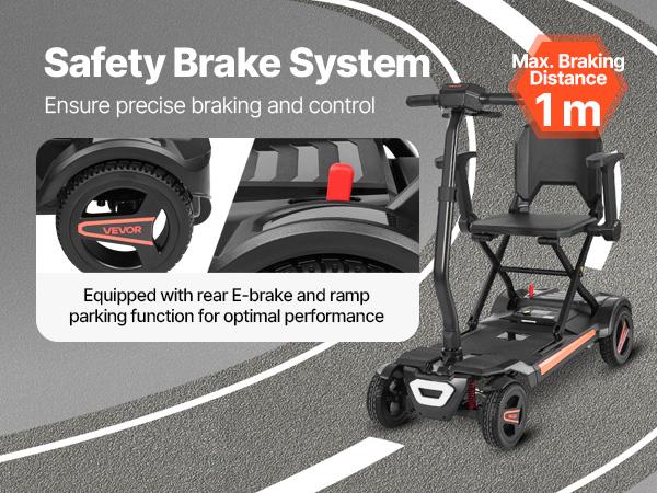 VEVOR 4-Wheel Electric Mobility Scooter for Adults Seniors, Integrated Automatic Folding Mobility Scooter with Remote Control, NFC Keys Long Range, 265LBS Loading Travel Wheelchair