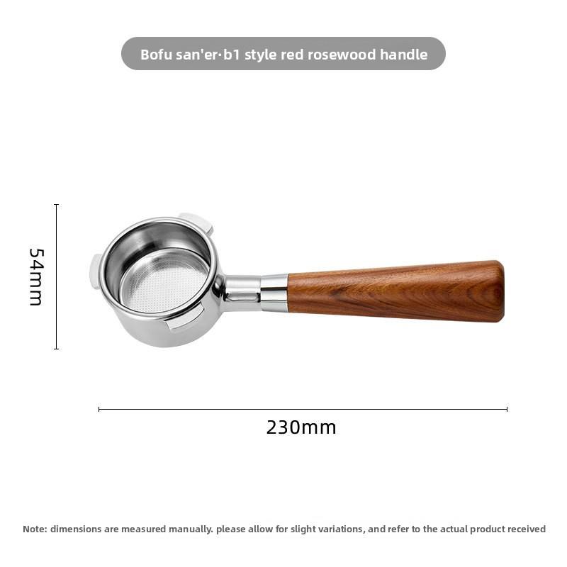 Stainless Steel 54mm Bottomless Coffee Portafilter, Bofu 3-Ear-A Model Purple Sandalwood Handle Replacement Accessory for Coffee Machines, Bofu 54Mm Three-Ear-A Model Purple Sandalwood