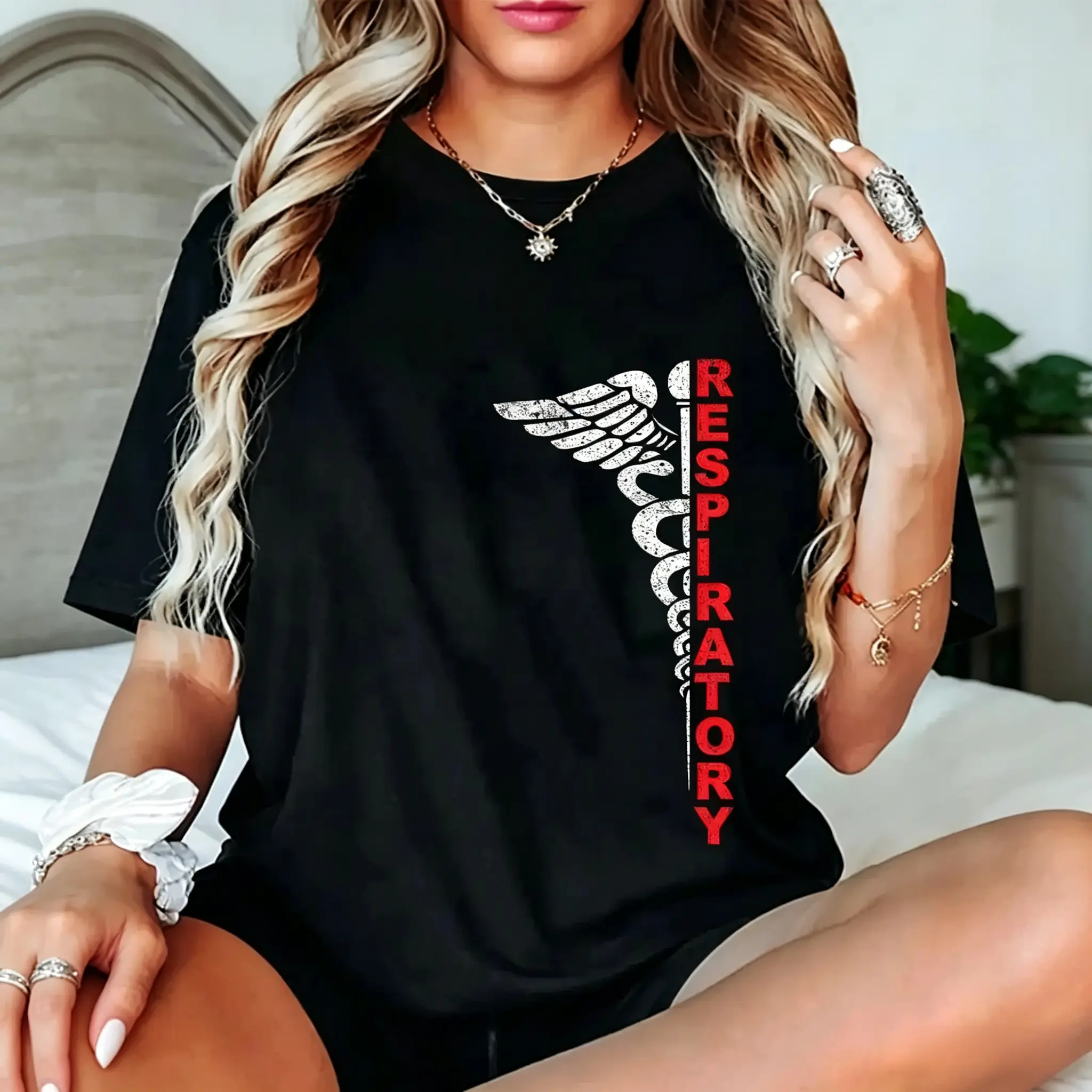 Women's Respiratory Therapist T-Shirt, Casual Cotton Top for RT Pulmonology Professionals, Basic Casual Style, Cotton Casual Basic