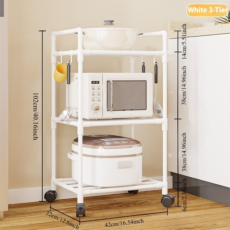 Multi-layer kitchen storage rack, floor-standing organizer for home use, bathroom shelf, no-drill microwave rack,  kitchen storage & organization, microwave stand, microwave rack with storage, kitchen shelf, kitchen storage and organization