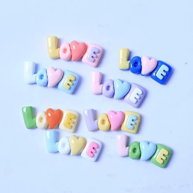 Letter Love Cream Resin Mini Toy, Micro Landscape Decor, Garden Ornament, Dollhouse Decoration, Mini Car Decor, Magical Happy Toy