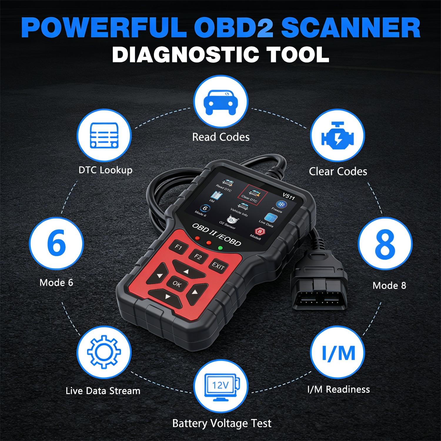 Professional Obd2 Scanner, Enhanced Engine Fault Code Reader and Reset Tool, Advanced Obdii/eobd Car Diagnostic Scan for Mode 6/mode 8 Vehicles