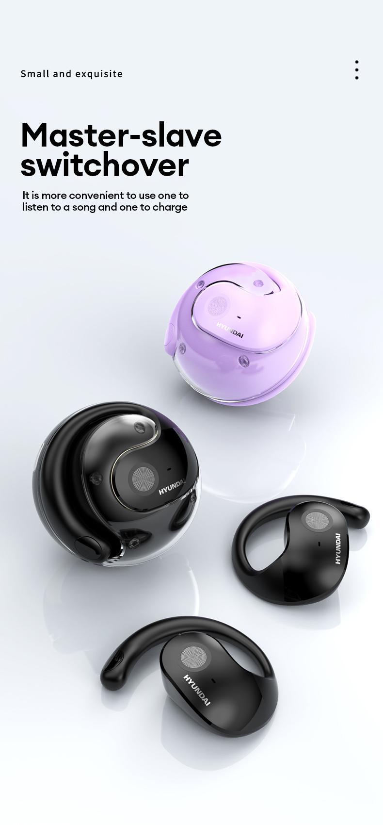 HYUNDAI T26 PRO Audio Earbud Wireless Bluetooth 5.4 Stereo Headset, Chargeable & Automatic Connection, Noise Reduction, Waterproof Sport Headphones for Music & Calls