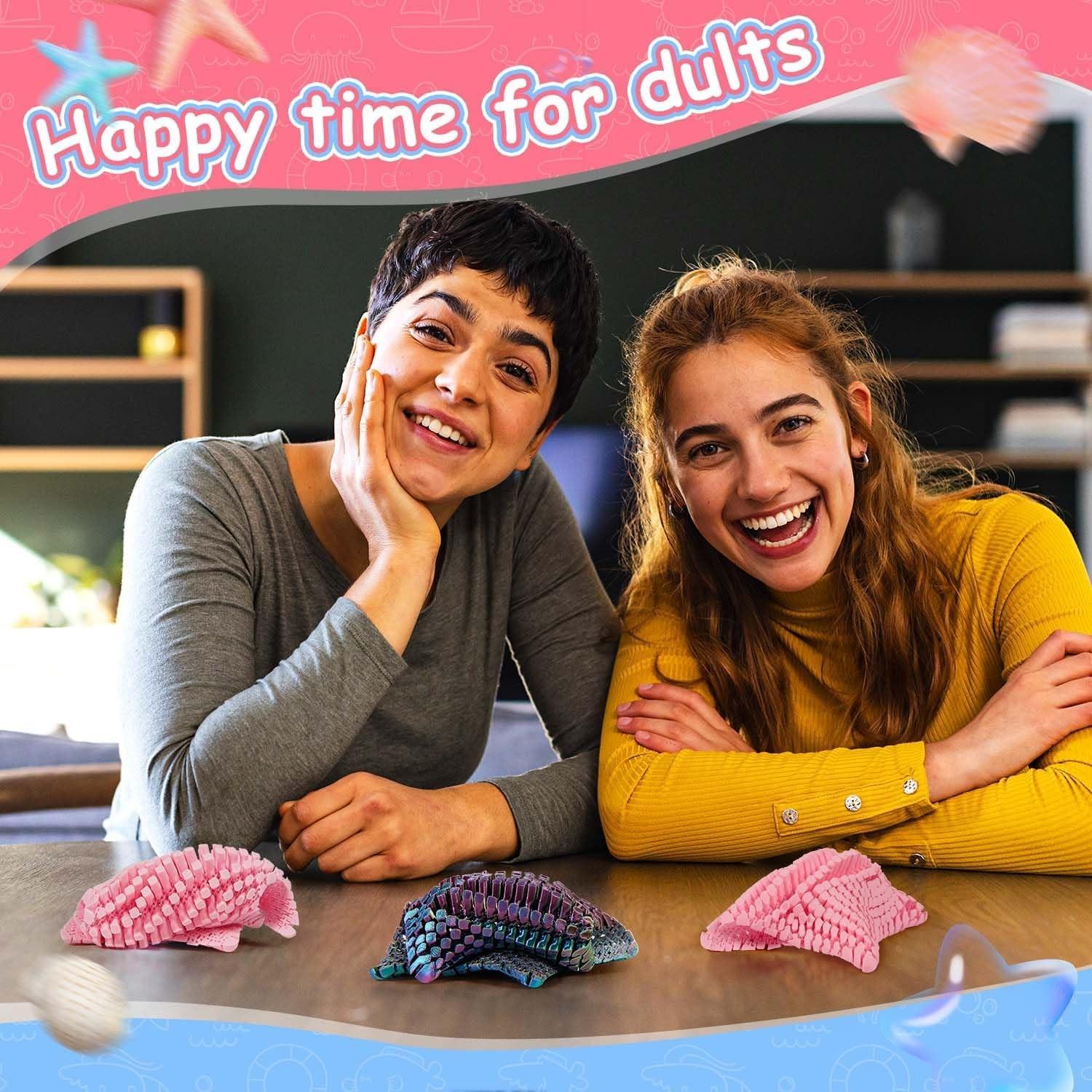 3D Printed Starfish Ocean Animal Figurine, Kids Toy with Jointed Parts, Stress Relief Desk Decor, Unique Elastic Starfish Gift