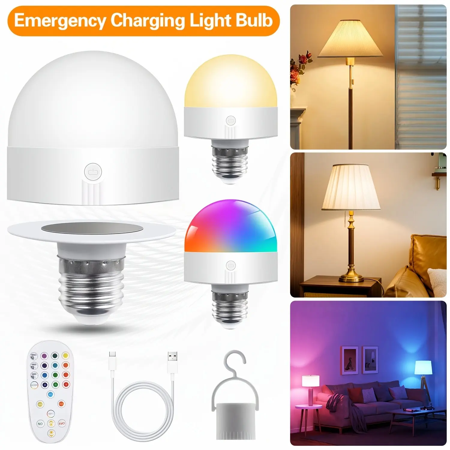 Rechargeable Emergency Light Bulbs - Automatic Lighting During Power Outages for Home and Store Use, Compact and Lightweight, Directly Replace Ordinary Bulbs