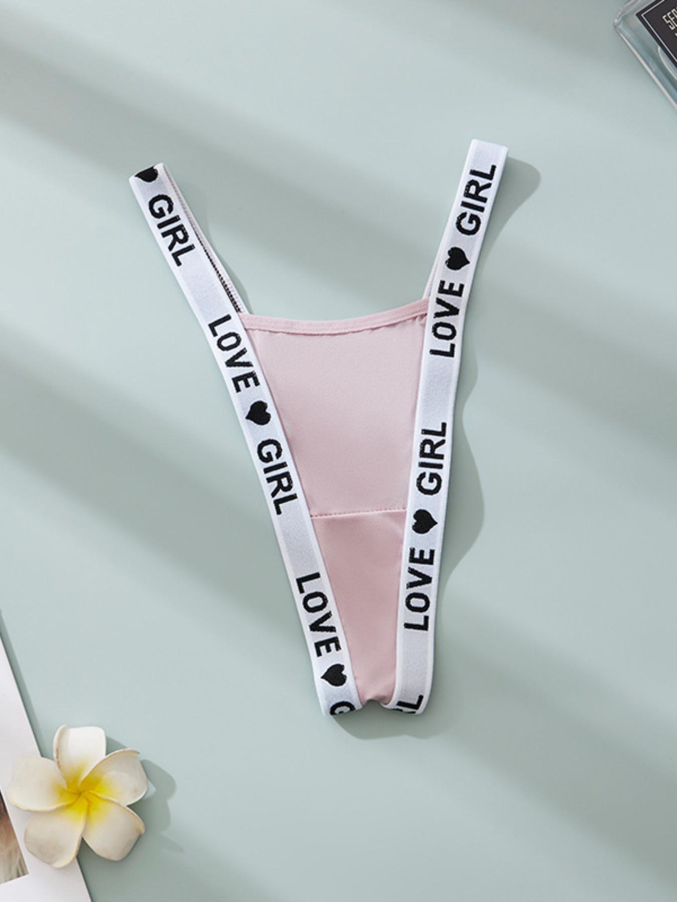 5-Pack Low Waist Sexy Thong Underwear for Women, Personalized Letter Simple T-Style, Comfortable Breathable Lingerie