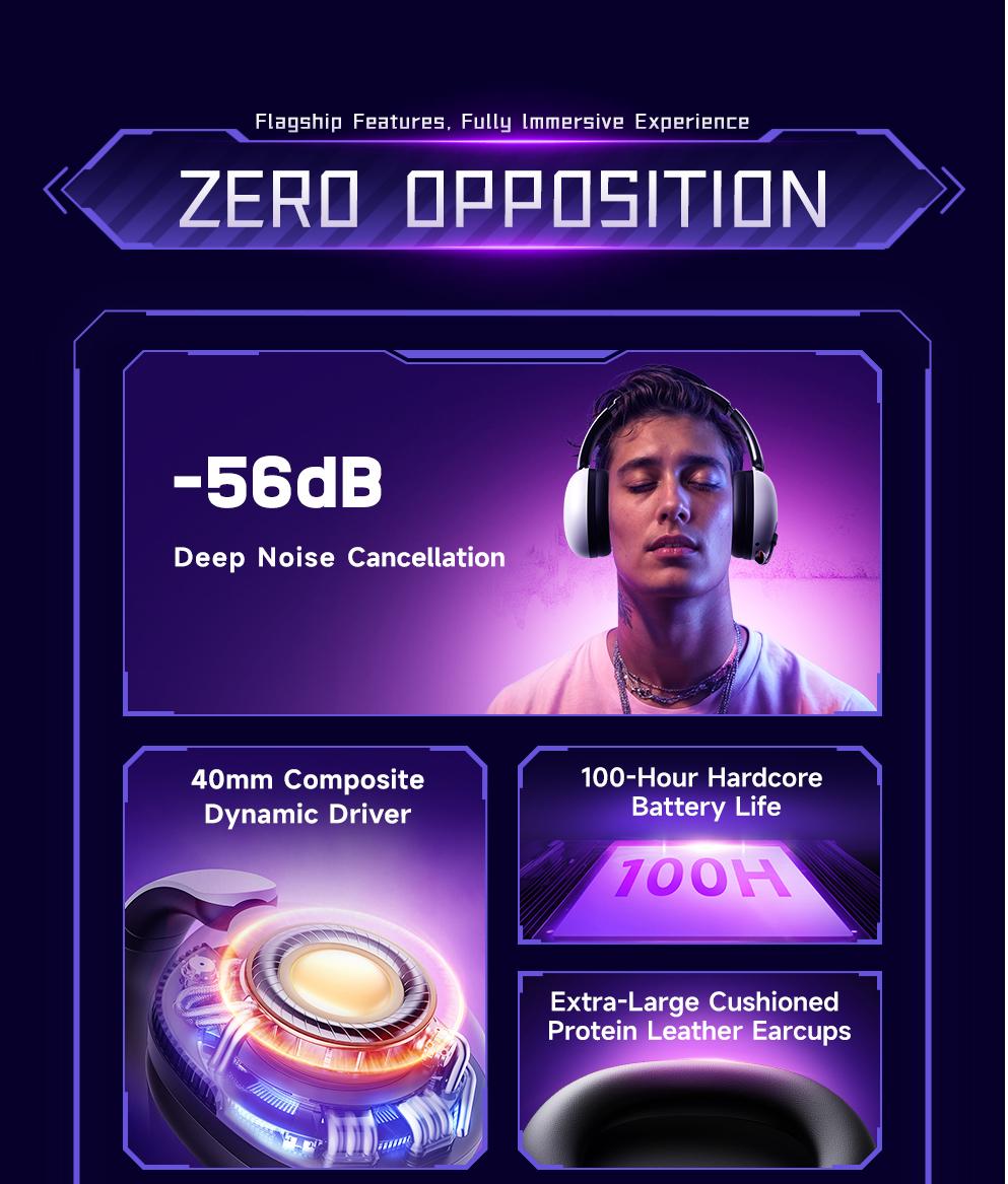 Picun UG-10A Wireless Gaming Headset - 7.1 Surround Sound, -56dB Noise Cancelling, 100H Battery Life, 40mm Drivers, Quad-Mode Connectivity (2.4G/Bluetooth/Wired), RGB Lighting, HD Mic for PC/PS4/PS5